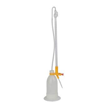 Automatisk burette, 25 ml, 1:10 Schilling type med 500 ml plastflaske